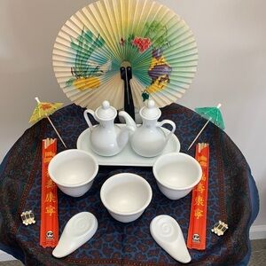 Asian White Serve-ware Set 8 Pcs, Luzerne & SANT' ANDREA Fine Porcelain